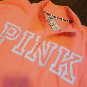Pink quarter zip bright coral color